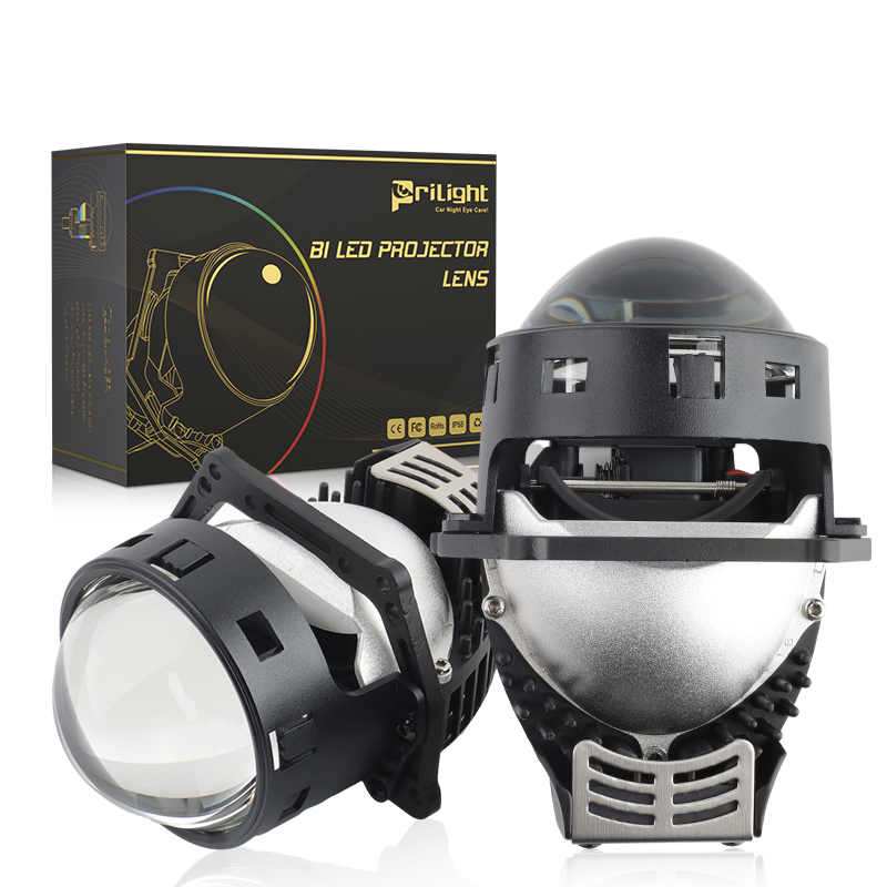 Car Accessories 3'' Bi LED Projector Lens 120w 10000lm 6500k LED Headlight Bulb Laser Light Bifocal Double Cup Bi-LED