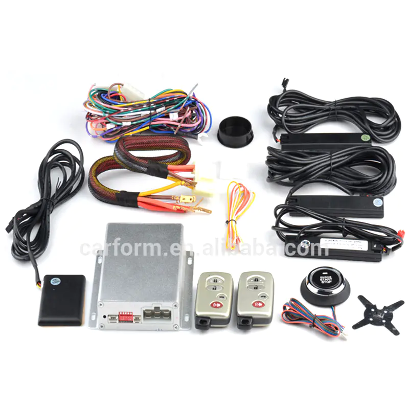PKE Car Alarm System with Remote Engine Starter and Push Start Stop Button CF7003